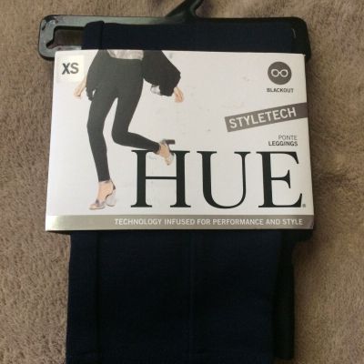 Hue sz XS  Navy High Waist Styletech Blackout Ponte  Leggings Style U15797 NWT